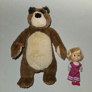 Masha & the Bear 10" Plush Stuffed Animal 5" Doll Simba Toys Set Lot
